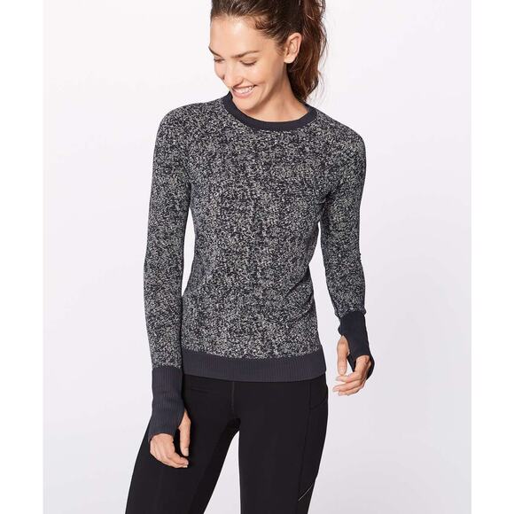 Lululemon Rest Less Pullover Black White Size 4 Long Sleeve Pullover Run Gym - Picture 1 of 7